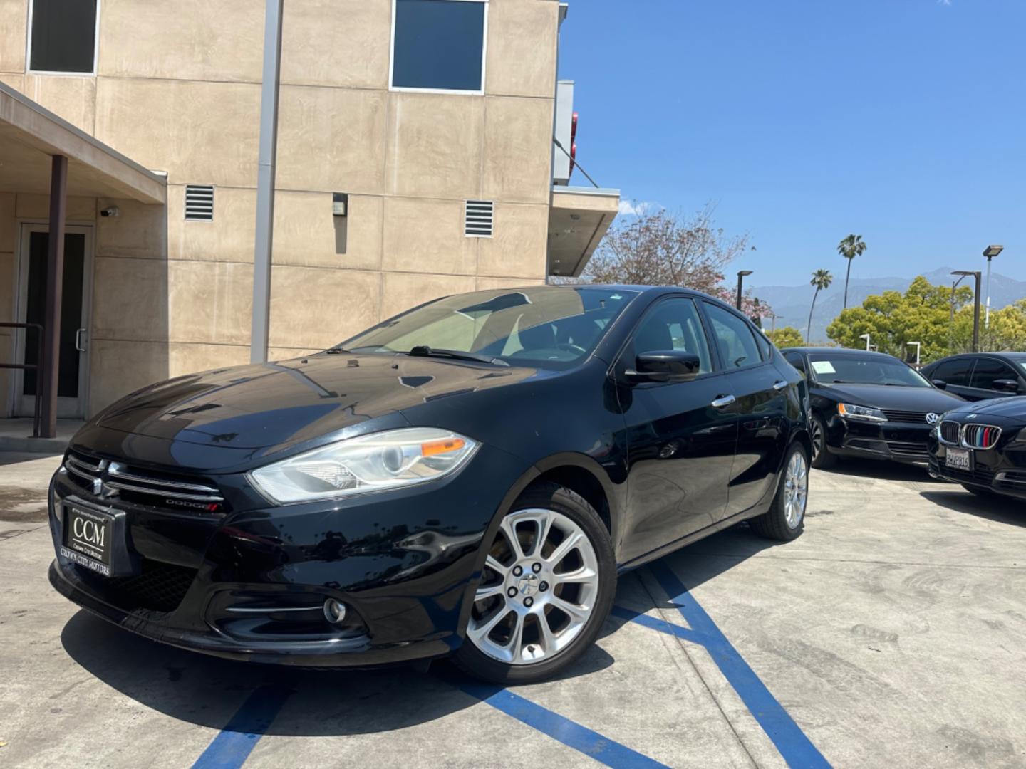 2013 Black Metallic /BLACK Dodge Dart LIMITED (1C3CDFCH4DD) with an 1.4L L4 DOHC 16V TURBO engine, 5-Speed Automatic transmission, located at 30 S. Berkeley Avenue, Pasadena, CA, 91107, (626) 248-7567, 34.145447, -118.109398 - Drive Easy with the 2013 Dodge Dart Limited: Affordable Luxury for Pasadena, Altadena, and Glendale Drivers Are you on the hunt for a reliable, stylish, and budget-friendly ride in Pasadena, Altadena, or Glendale, CA? Look no further than the 2013 Dodge Dart Limited, a sleek and sophisticated sed - Photo#1